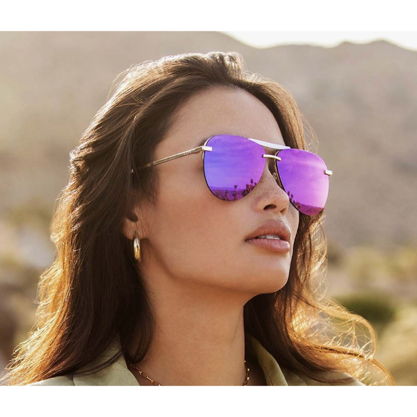 Diff Tahoe Sunglasses Gold + Purple Mirror