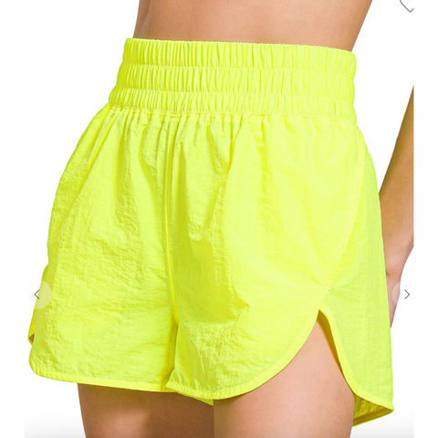 Windbreaker Running Shorts- Neon Lime