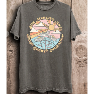 His Mercies are New Every Morning Graphic Tee- Stone Grey Mineral Wash