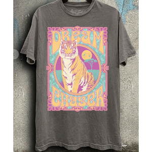 Dream Chaser Graphic Tee- Stone Gray Mineral Wash