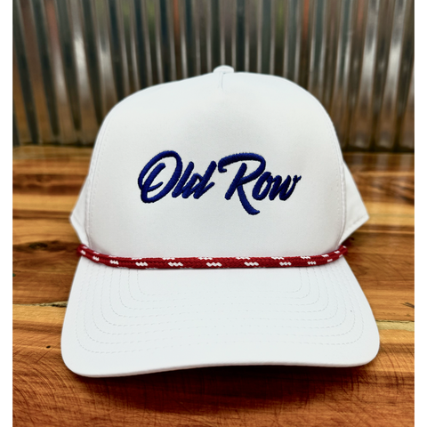 Old Row 90's Text Logo Rope Hat - White With Blue Old Row