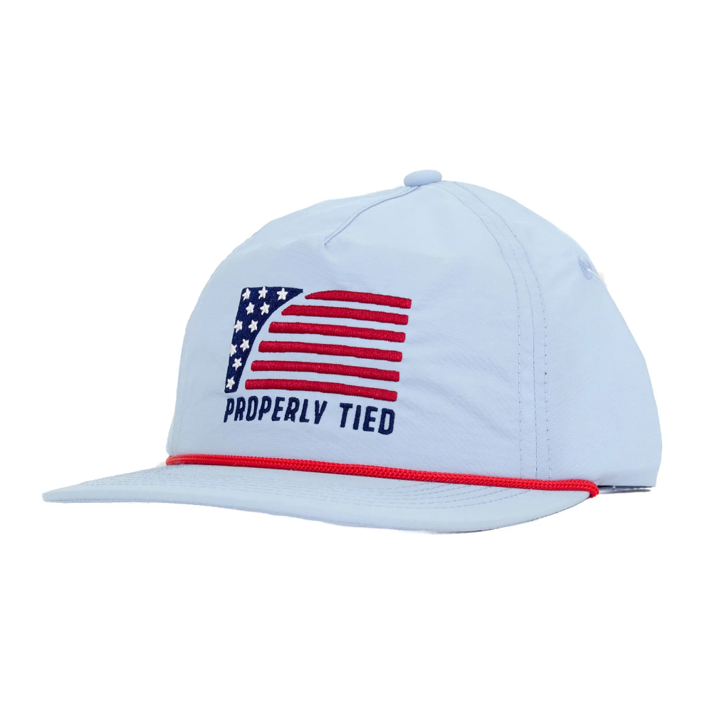 Properly Tied Rope Hat With Sport Flag - Powder Blue