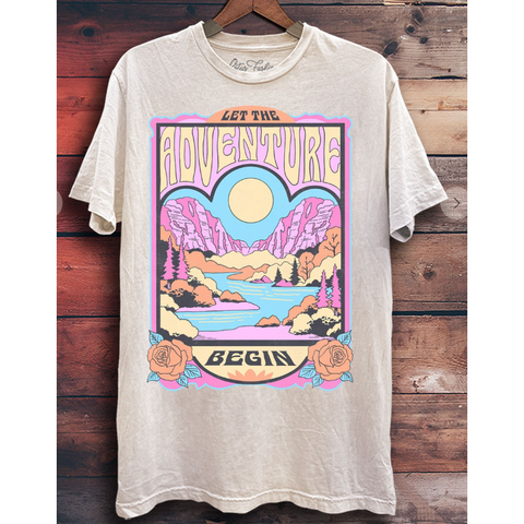 Let The Adventure Begin Graphic Tee - Off White Mineral Wash