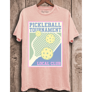 Pickleball Tournament Graphic Tee - Light Pink Mineral Wash