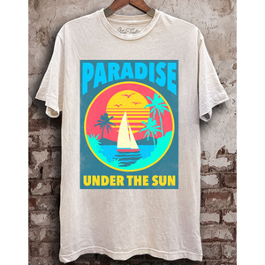 Paradise Under The Sun Graphic Tee - Off White Mineral Wash