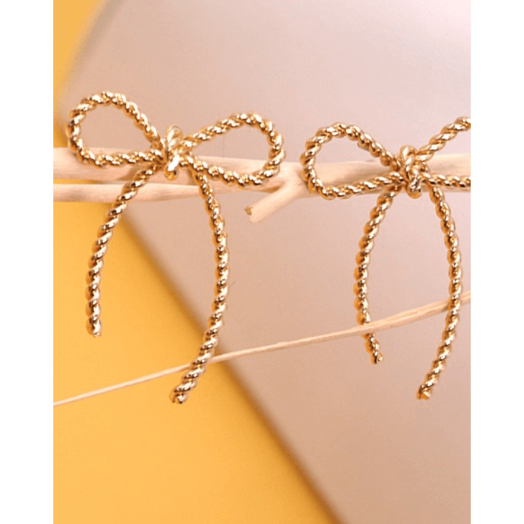 ROPE BOW DESIGN STUD EARRINGS