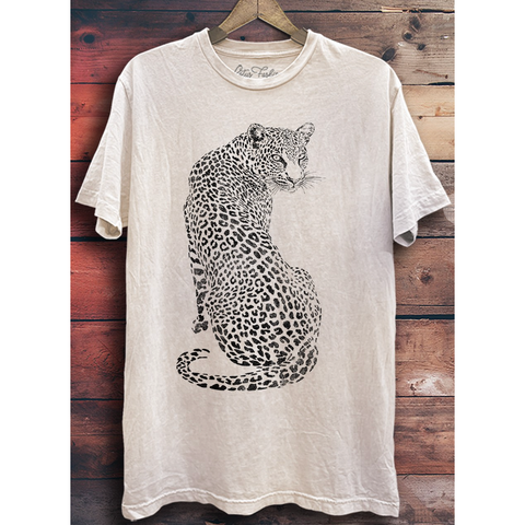 Leopard Animal Graphic Tee - Off White Mineral Wash