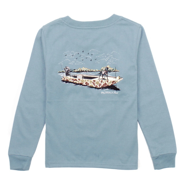 Properly Tied  Boys Boat Ride LS - Steel Blue