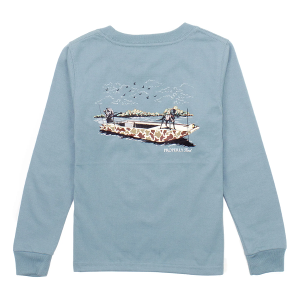 Properly Tied  Boys Boat Ride LS - Steel Blue