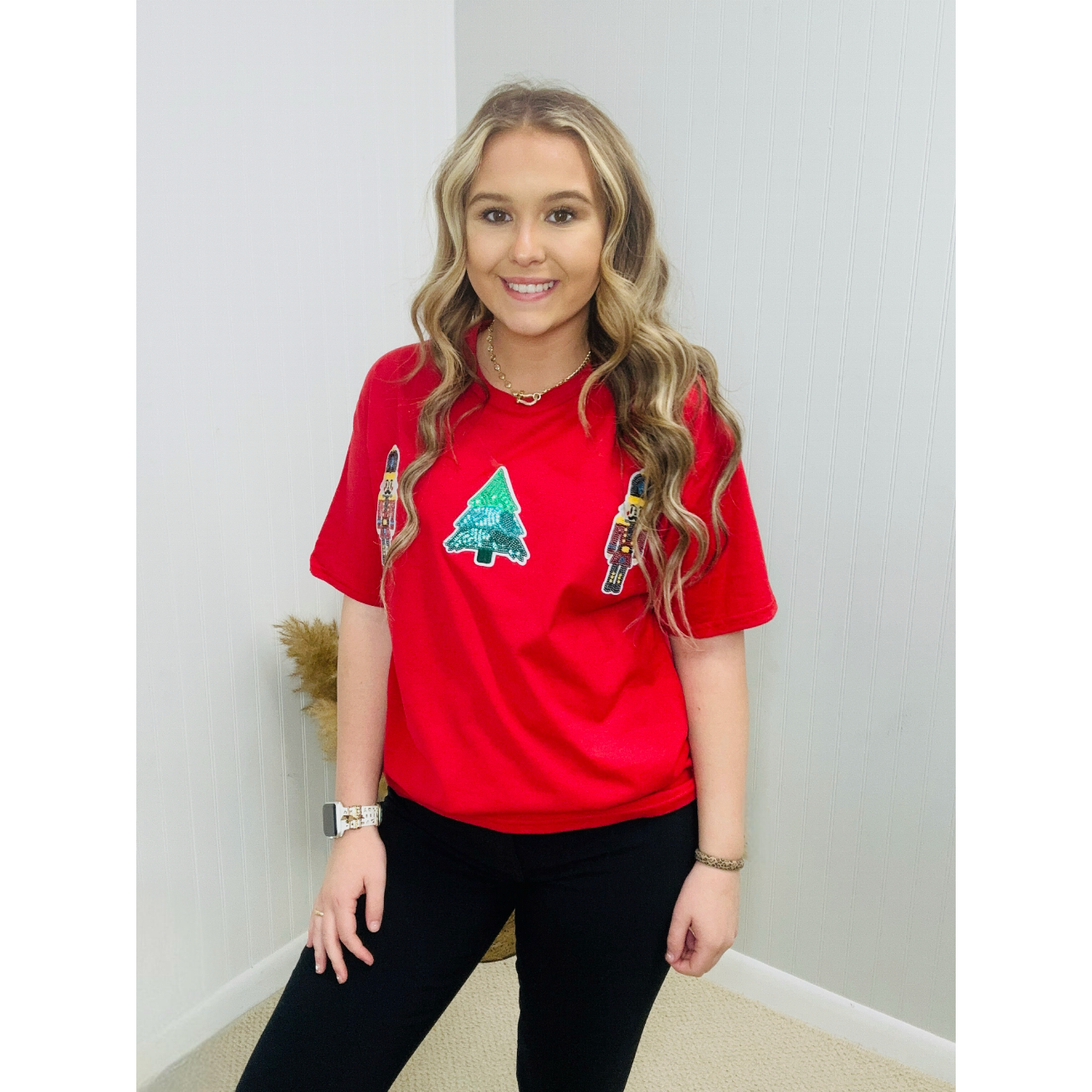 Christmas Nutcracker Sequin Patch T-Shirt