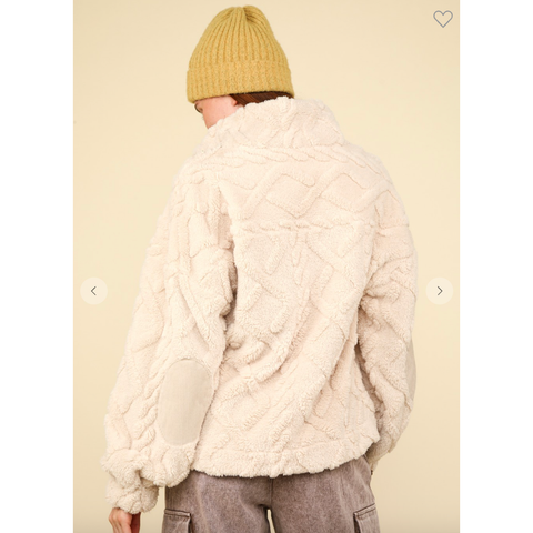 Fuzzy Cable Print Shacket