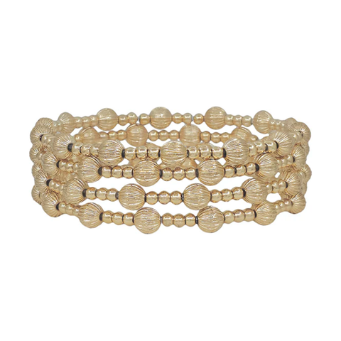 Water Resistant Gold Textured Beaded Bracelet