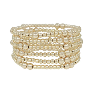 Gold Beaded Water Resistant Stretch Bracelet