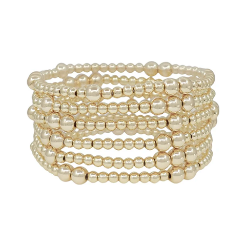 Gold Beaded Water Resistant Stretch Bracelet