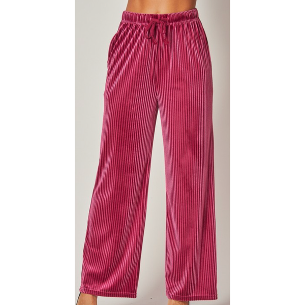 Ribbed Velvet Pants - Raspberry Jam