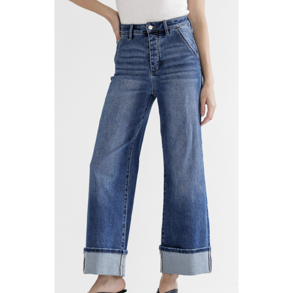 Mica Super High Rise Wide Cuffed Leg Jeans