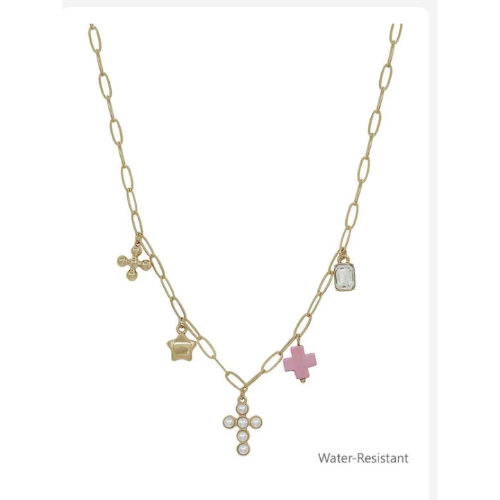 Gold Chain With Cross And Star Charm