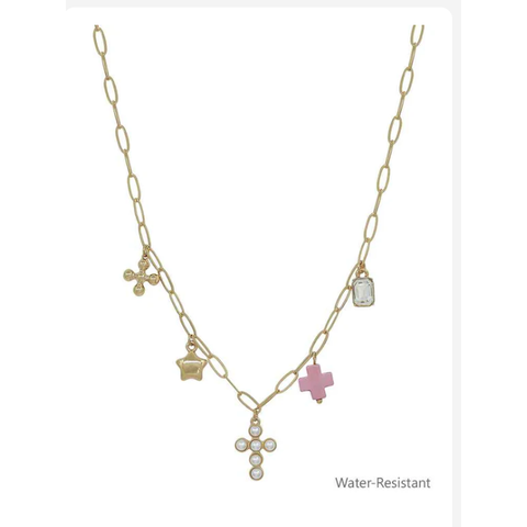 Gold Chain With Cross And Star Charm