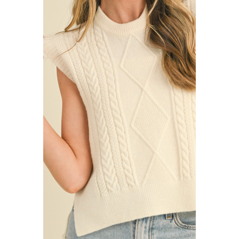 Cable Knit Side Tie Sweater