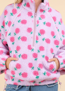 Floral Fleece Quarter Zip Pullover