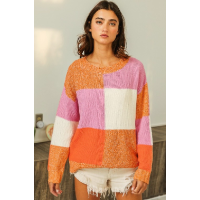 Knit ColorBlock Checkered Sweater