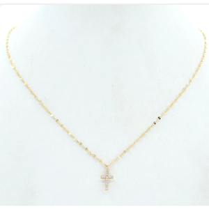 Gold Chain with Rhinestone Cross 16"-18" Necklace