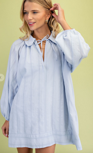 Balloon Sleeve Mini Dress - Lt. Denim