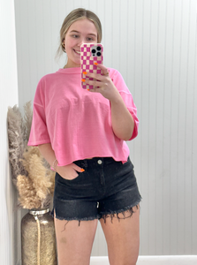 Black Denim High Rise Stretch Shorts