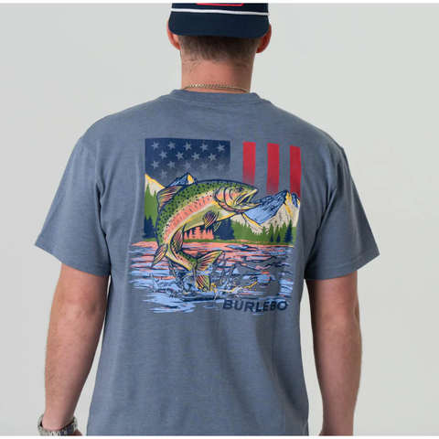 Burlebo Patriotic Scenic Fish Short Sleeve Tee