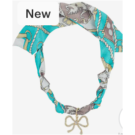 Knotted Scarf Necklace with Rhinestone Bow Charm