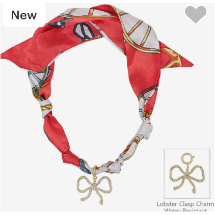 Knotted Scarf Necklace with Rhinestone Open Bow Charm