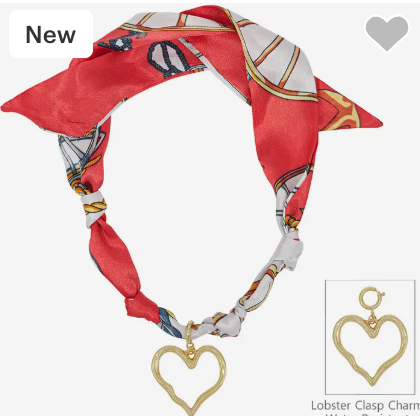Knotted Scarf Necklace with Hammered Open Heart Charm