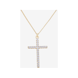 Waterproof Gold Chain with Rhinestone Cross Necklace