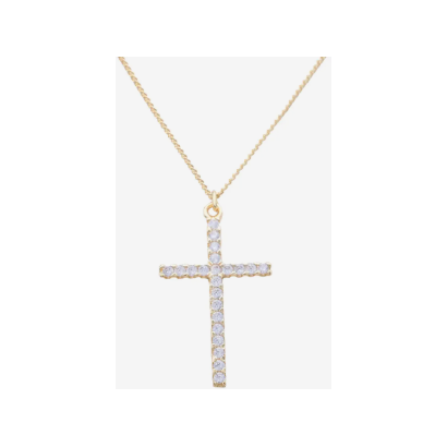 Waterproof Gold Chain with Rhinestone Cross Necklace