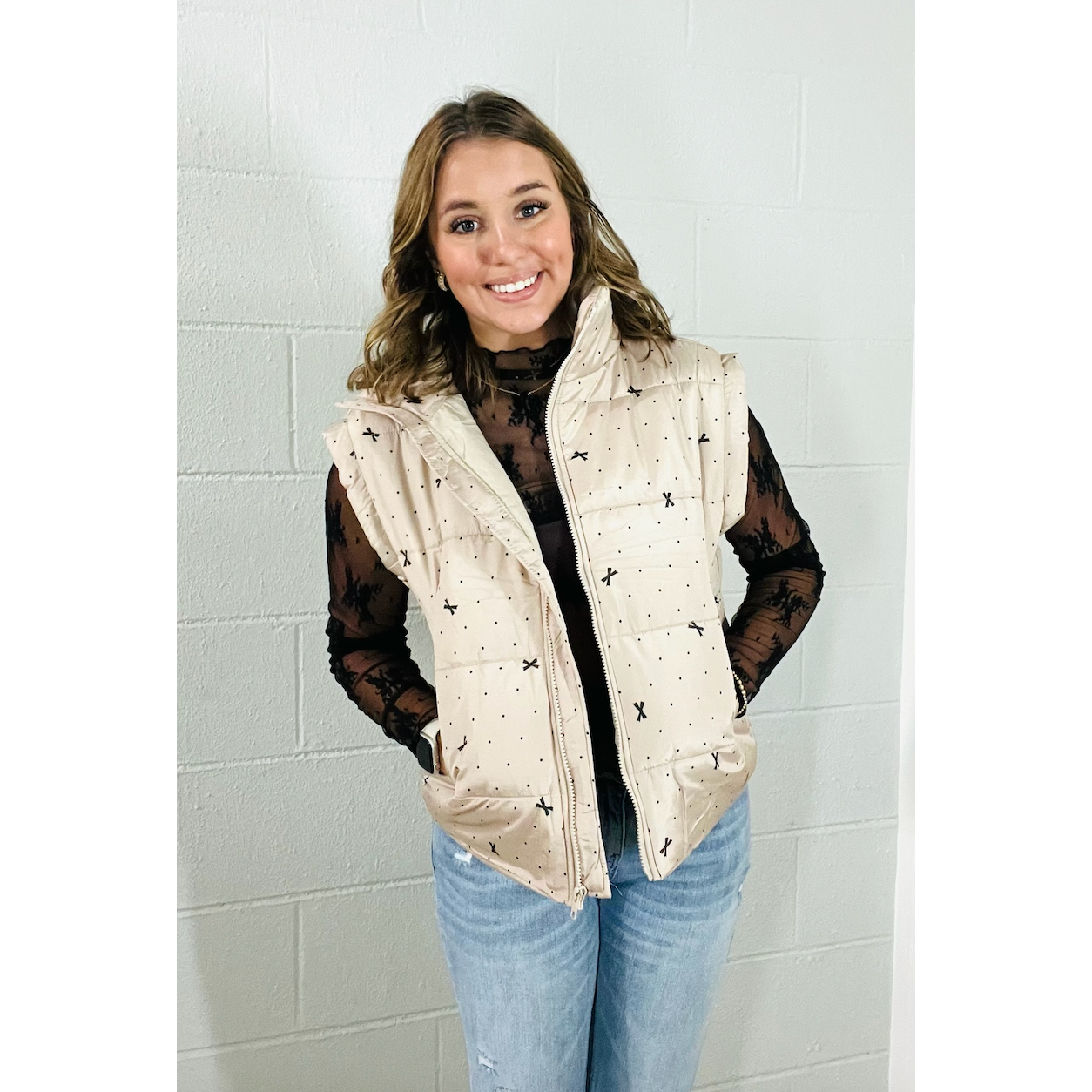 Oversized Bow & Polka Dot Vest