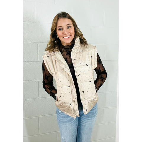 Oversized Bow & Polka Dot Vest