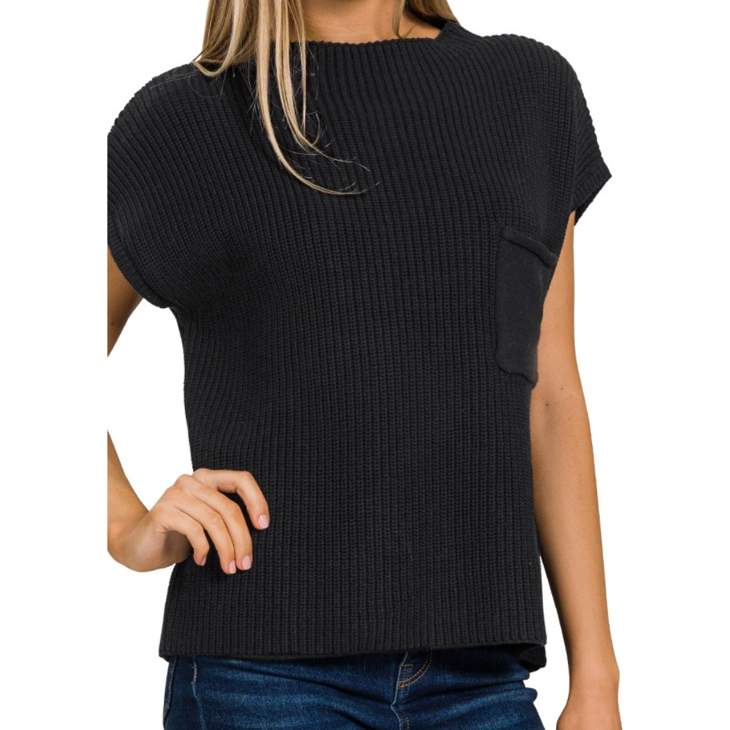 Mock Neck Short Sleeve Sweater