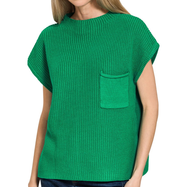 Mock Neck Short Sleeve Sweater
