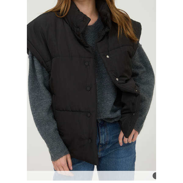 Oversized Snap Button Puffer Vest