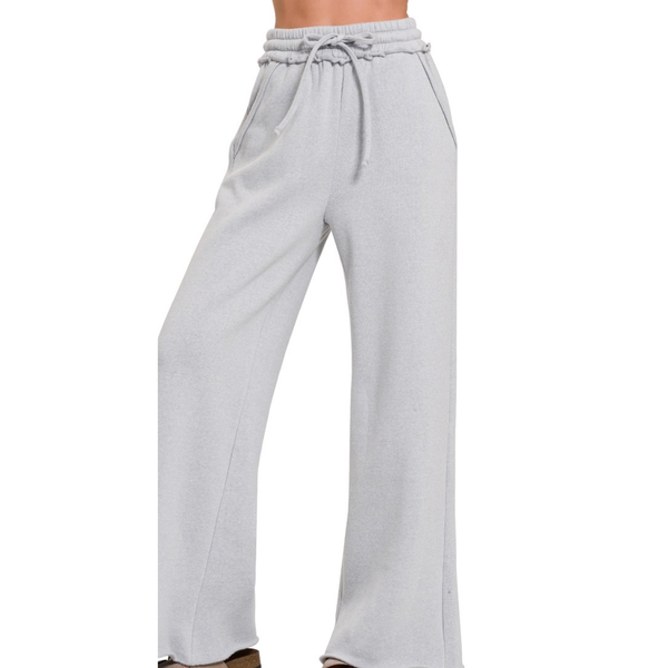 Fleece Exposed Seam Wide Leg Sweatpants
