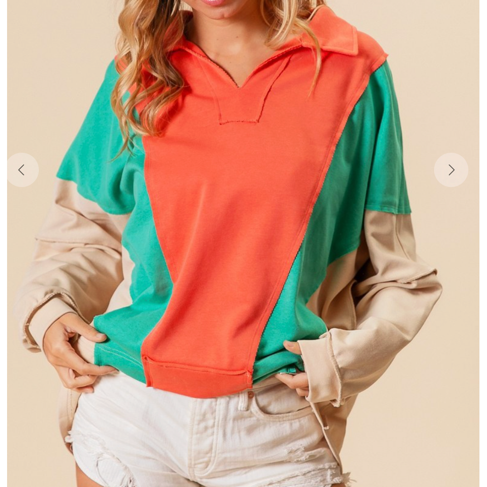 Colorblock French Terry Knit Top