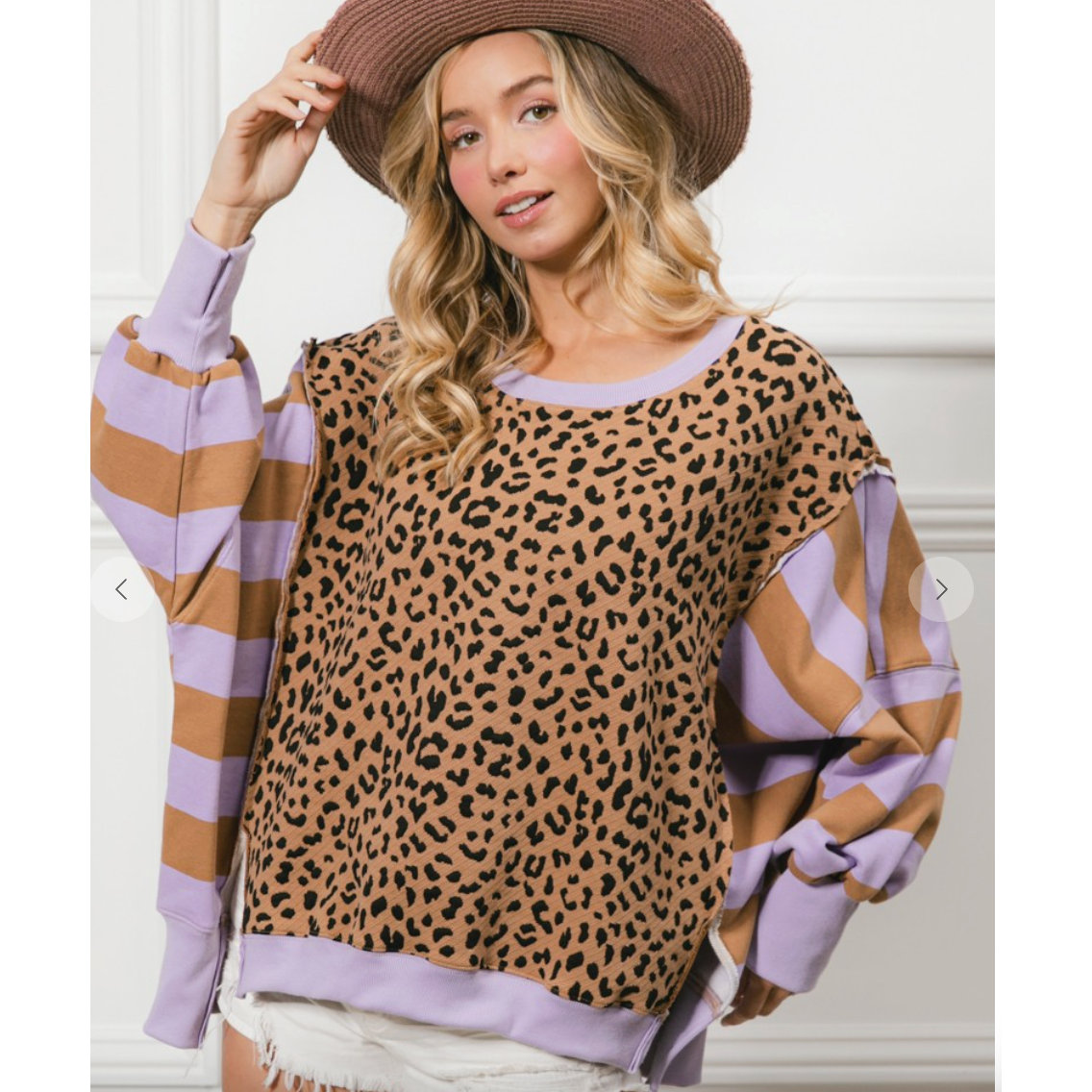 Leopard And Stripe Mixed Top