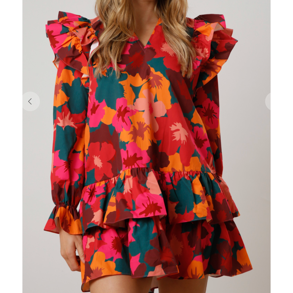Floral Dress With Ruffle