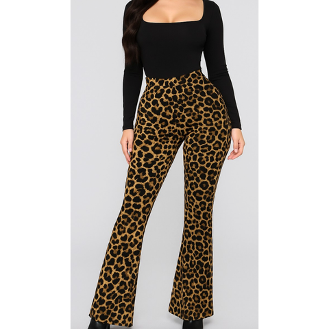 Leopard Fleece Flares