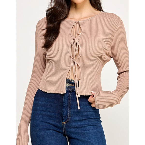 Cozy Chic Triple-Tie Front Sweater Crop Top