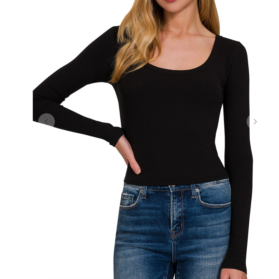 Ribbed Boat Neck Long Sleeve Shirt