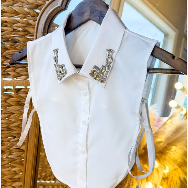 Faux Collar White Rhinestone