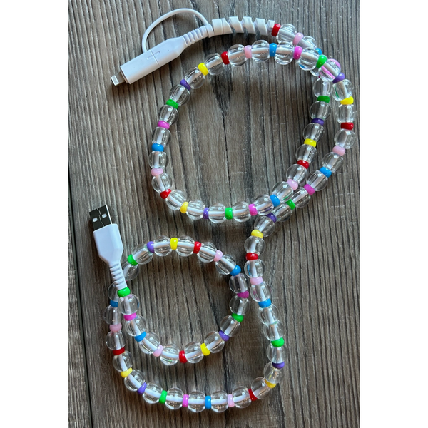Beaded Phone Charger with Lightning & Usb-C Cable