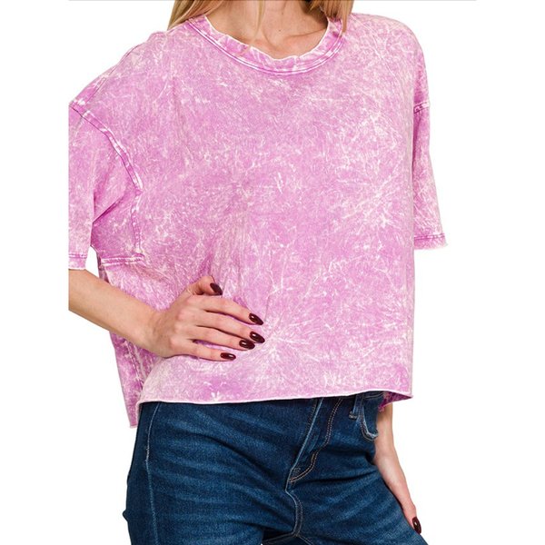 Acid Crinkle-washed Oversized Crop Tee