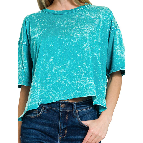 Acid Crinkle-washed Oversized Crop Tee